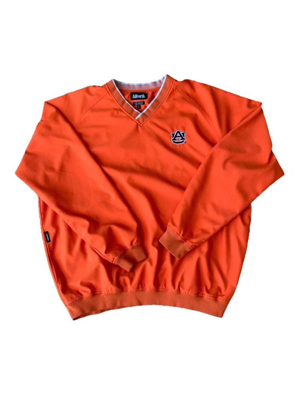 Auburn Tigers Golf Orange Windshirt Pullover V-Neck Mens Large Ashworth